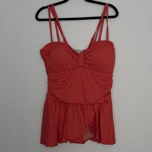 Sundance Seas The Day One Piece Swimsuit Croal Pink XL NWT Skirt